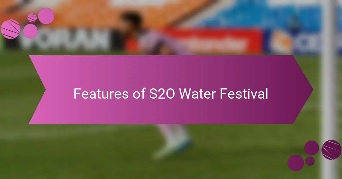 Features of S2O Water Festival