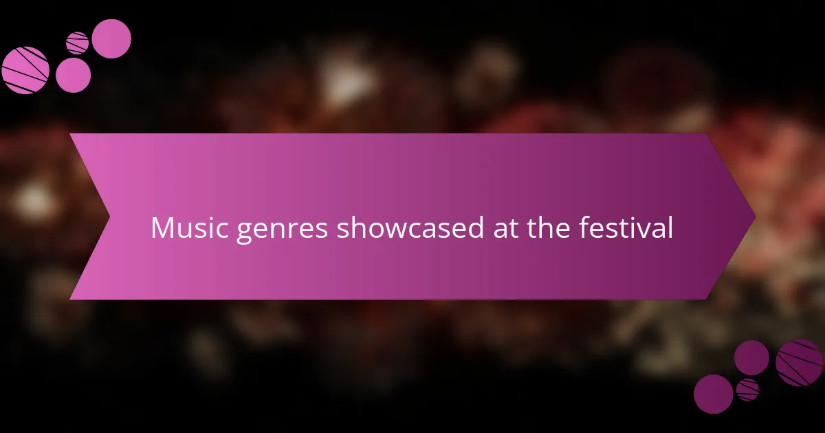 Music genres showcased at the festival