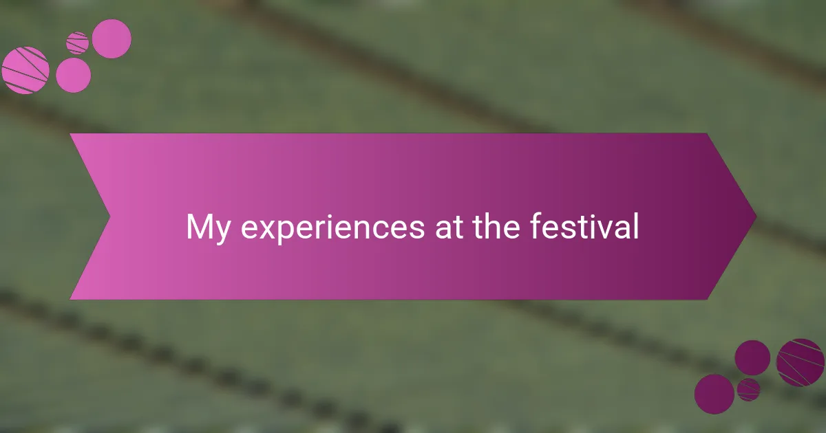 My experiences at the festival