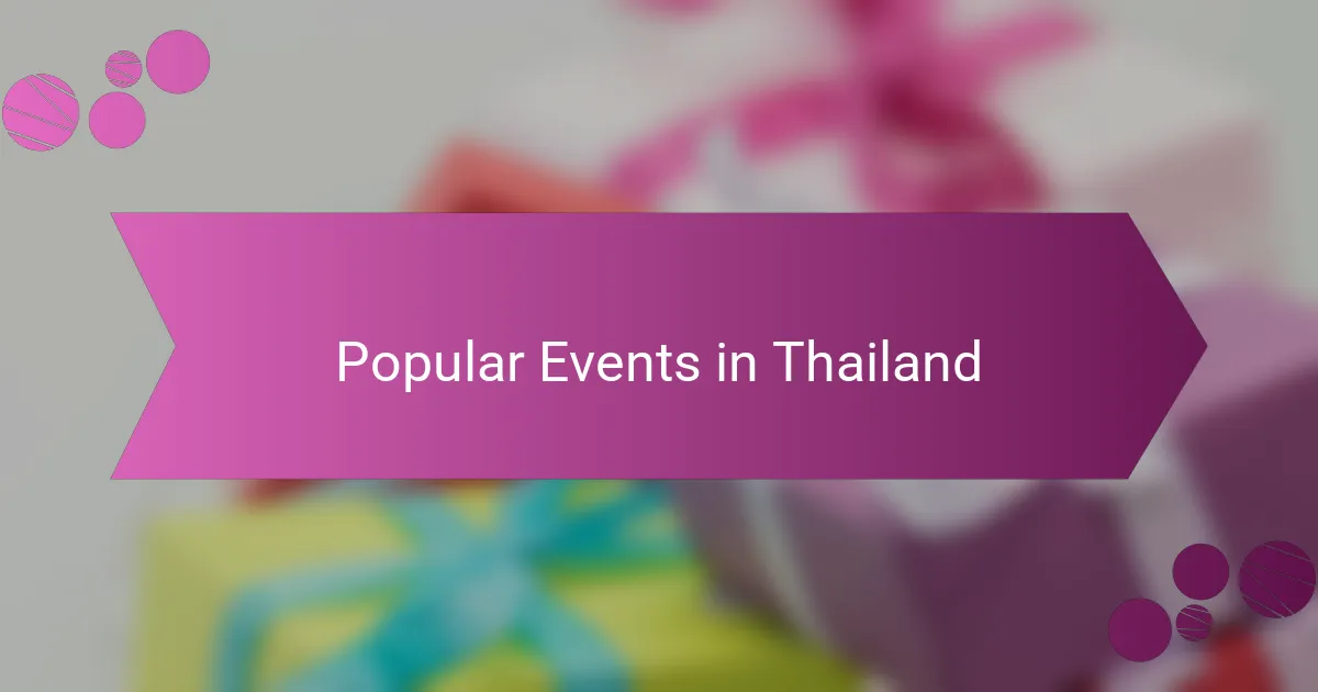 Popular Events in Thailand