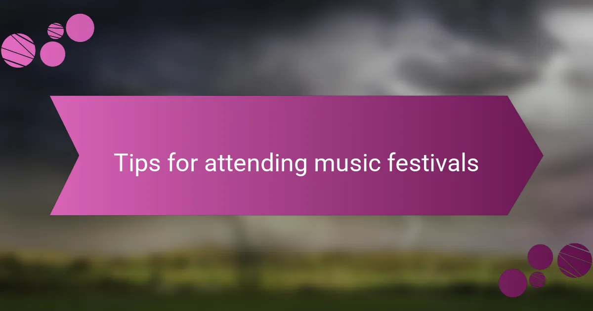 Tips for attending music festivals