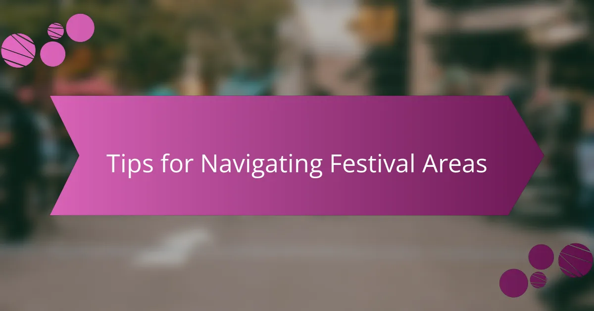 Tips for Navigating Festival Areas